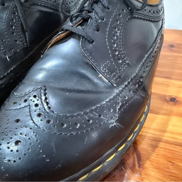 Dr Martens 3989 Brogue Yellow Stitch Smooth Leather Black Loafers main image 6